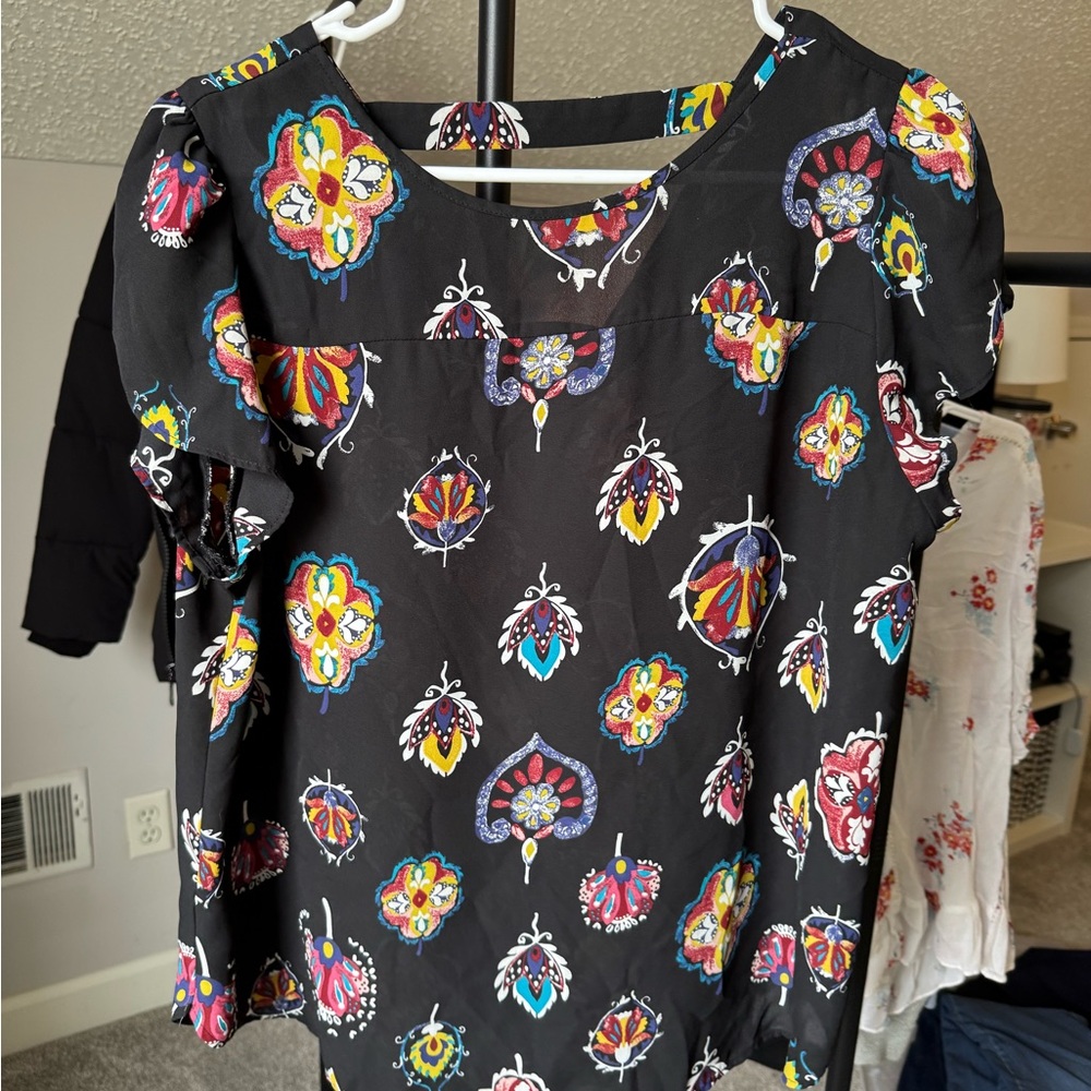 LOFT Black Floral Women's Blouse
